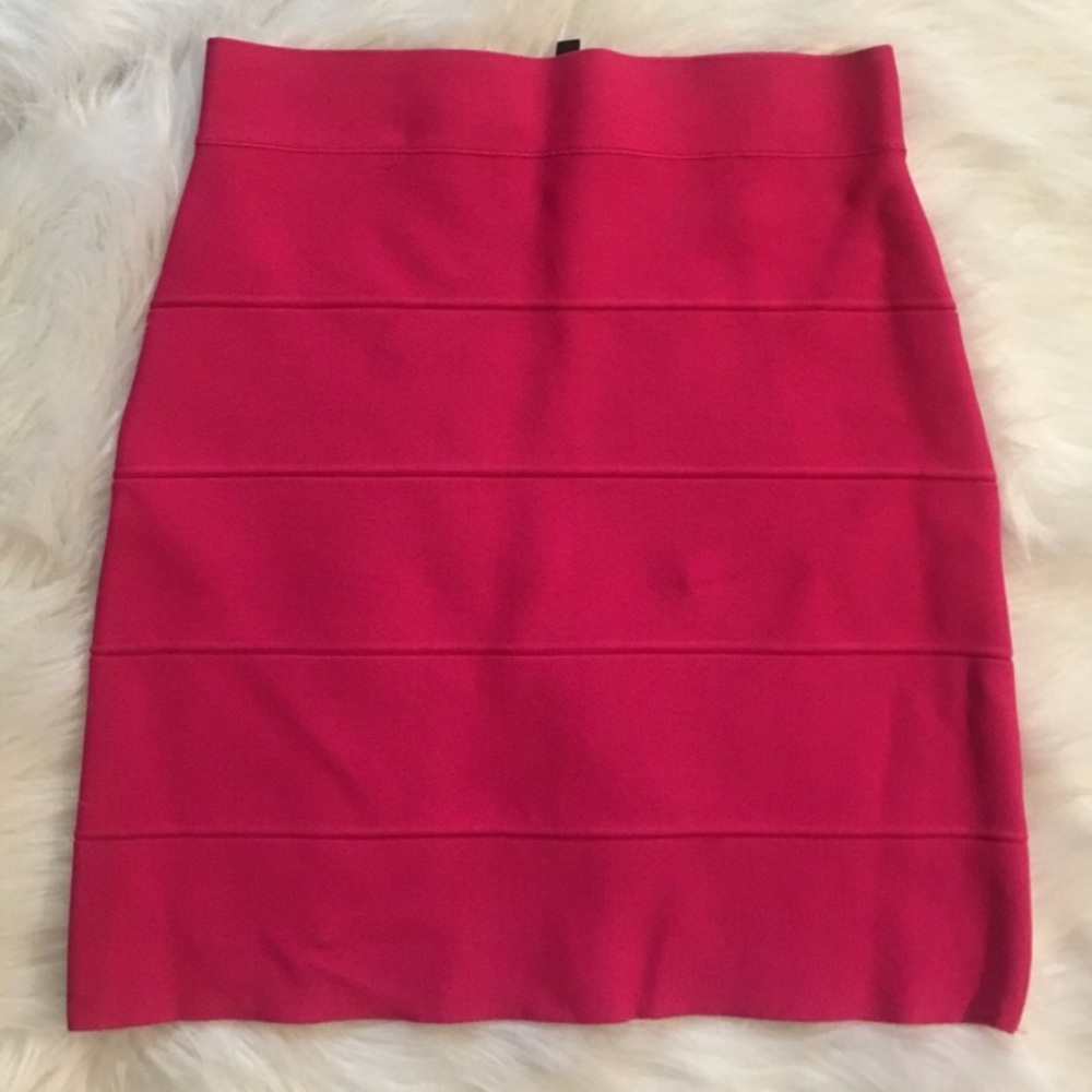 BCBGMaxAzria Hot Pink Simone Bandage Midi Skirt